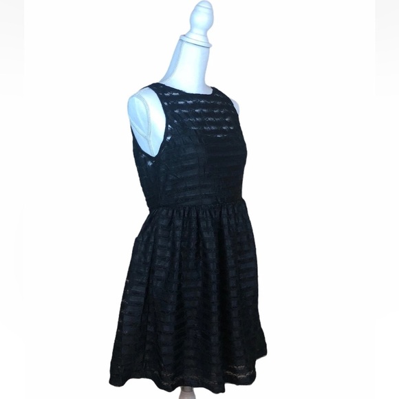 Anthropologie Finn & Clover Fit and Flare cut Mesh Black Lace Dress Size Small - Picture 2 of 5